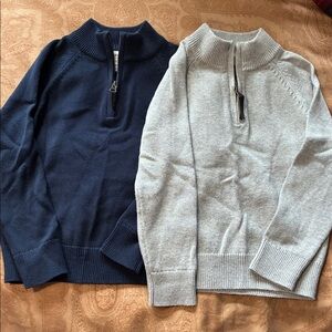 (2) Crewcuts toddler boy quarter zip sweaters  
Navy blue and gray